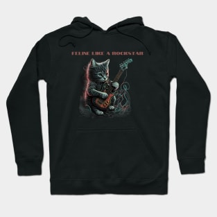 Feline like a rockstar - Cat playing guitar Hoodie